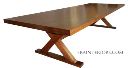 Contemporary Walnut Wood Dining Table