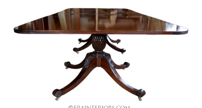 regency hand carved double pedestal rectangular dining table